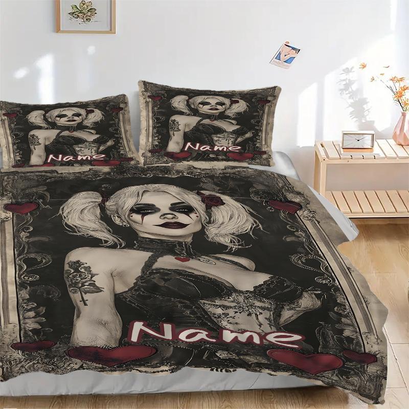 Custom Textile Harley Quinn Bedding 3 Piece Set HD Print Duvet Cover Pillowcases for Teens Adult Bedroom Decoration