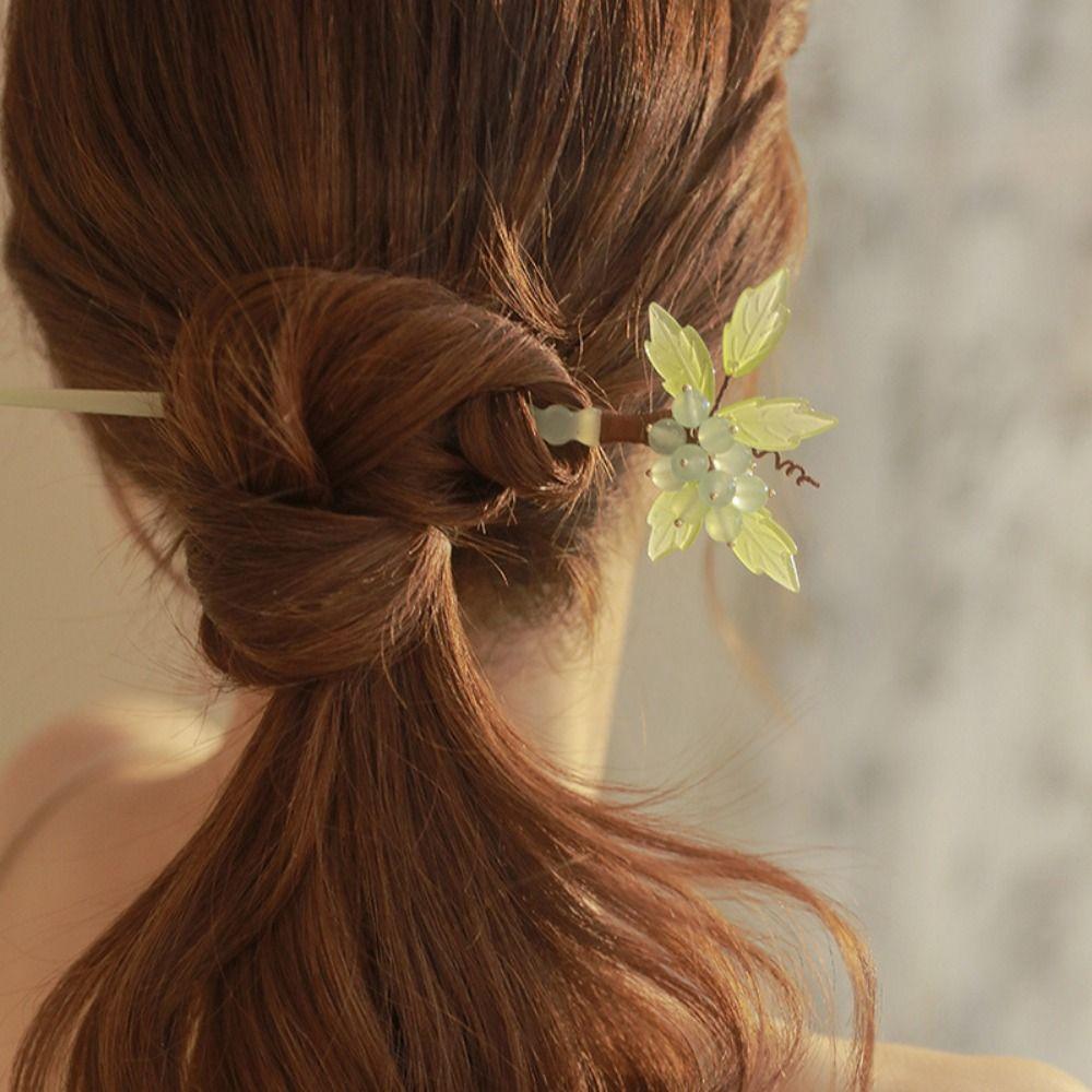 

Светло-зеленая китайская вилка для волос, сладкий весенний головной убор, ювелирные изделия, легкая корейская шпилька для женщин