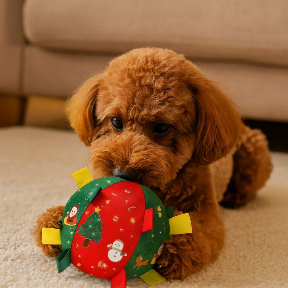 Bettålig Hundpipboll Jultomte Snögubbe Jul Husdjursleksak Boll Inbyggd Klocka Tecknad Hund Tänderleksak Tändergnisslande