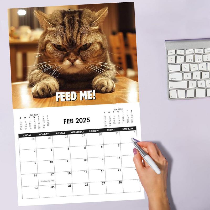 2025 New Pissed-Off Cat English Calendar Wall Calendar Fun Cute Wall Art Calendar Office Supplies Every Day Can Be Celebrated