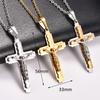 Stainless Steel Punk Jesus Crucifixion Cross Pendant Necklace for Women Men Religious Faith Prayer Charms Chain Metal Jewelry