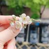 Elegant Jasmine Flower Brooches For Women  Plant Pearl Brooch Vintage Clothing Decoration Party Gifts Jewelry Accessories
