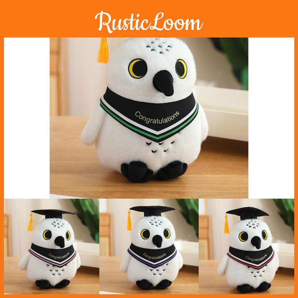 Graduation Plush Owl Toy  Doctoral Cap Embroidered Logo Academic Keepsake Gift