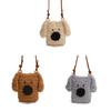 Plush Dog Cartoon Woolen Handbag With Phone Pocket For Daily Use