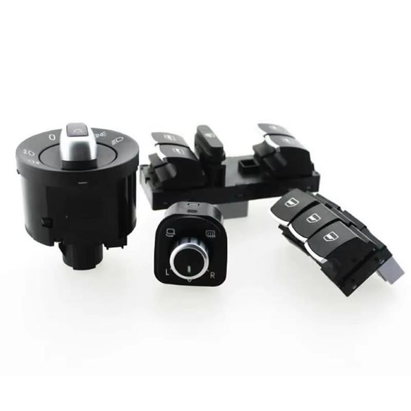 6pcs/set Switch For VW Headlight Side Mirror Master Window Door Switch Set for VW Golf MK5 6 Jetta MK 3 Passat B6 CC Golf Plus