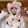 Doll Bear Hat Scarf Integrated Schoolgirl Cute Warm Winter Plush Scarf Cover Ear Protection