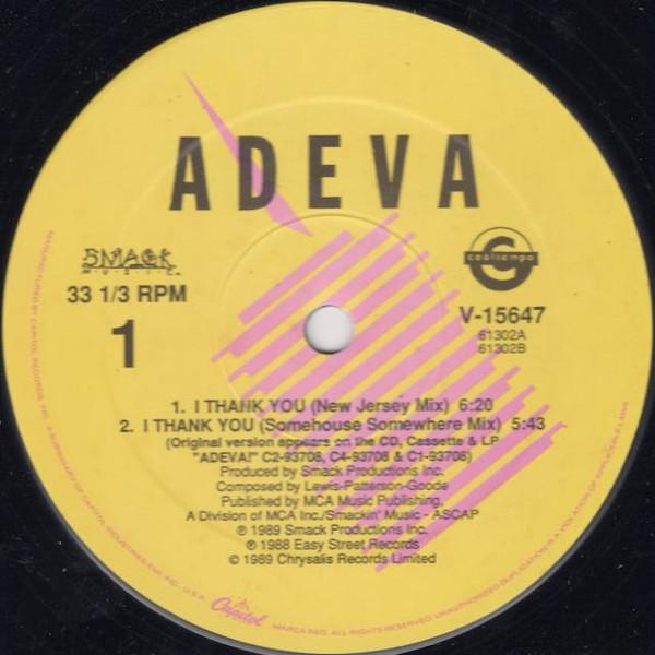 

12inch Record ADEVA I Thank You V15647 Capitol Records 1989 US Dance Electronica Used