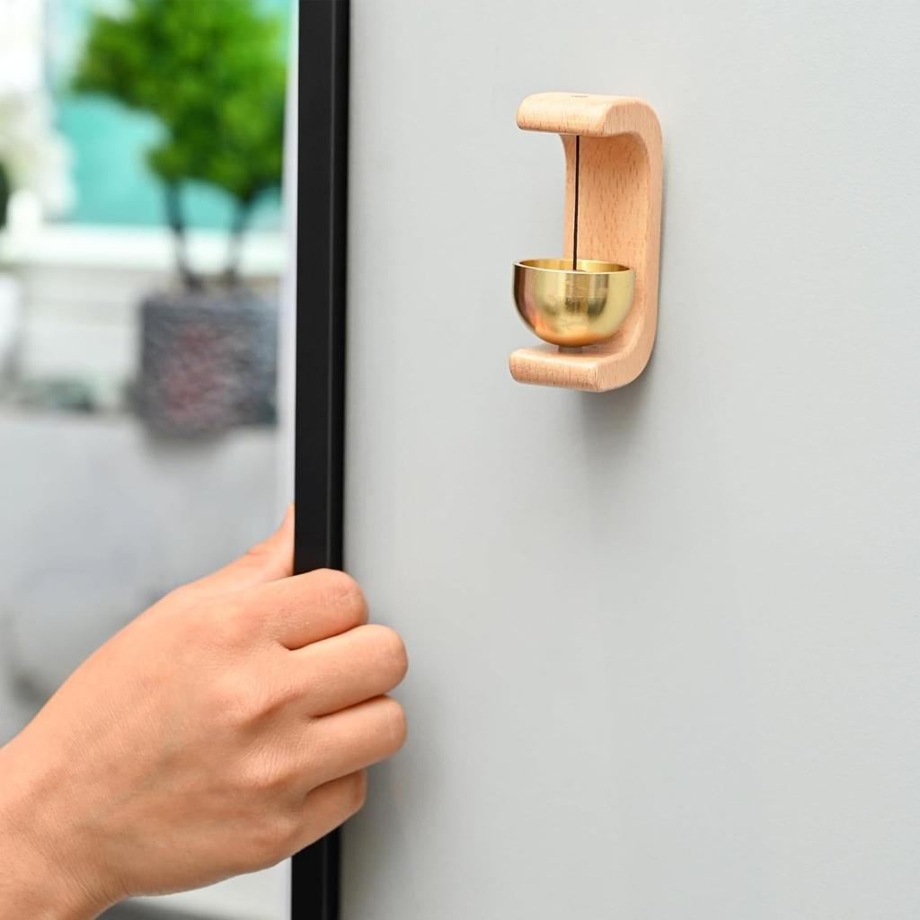 Wooden Magnetic Door Bell for Home Entrance | Beech Wood Wind Chime with Brass Sound | Decorative for Refrigerator, Glass, Entryway