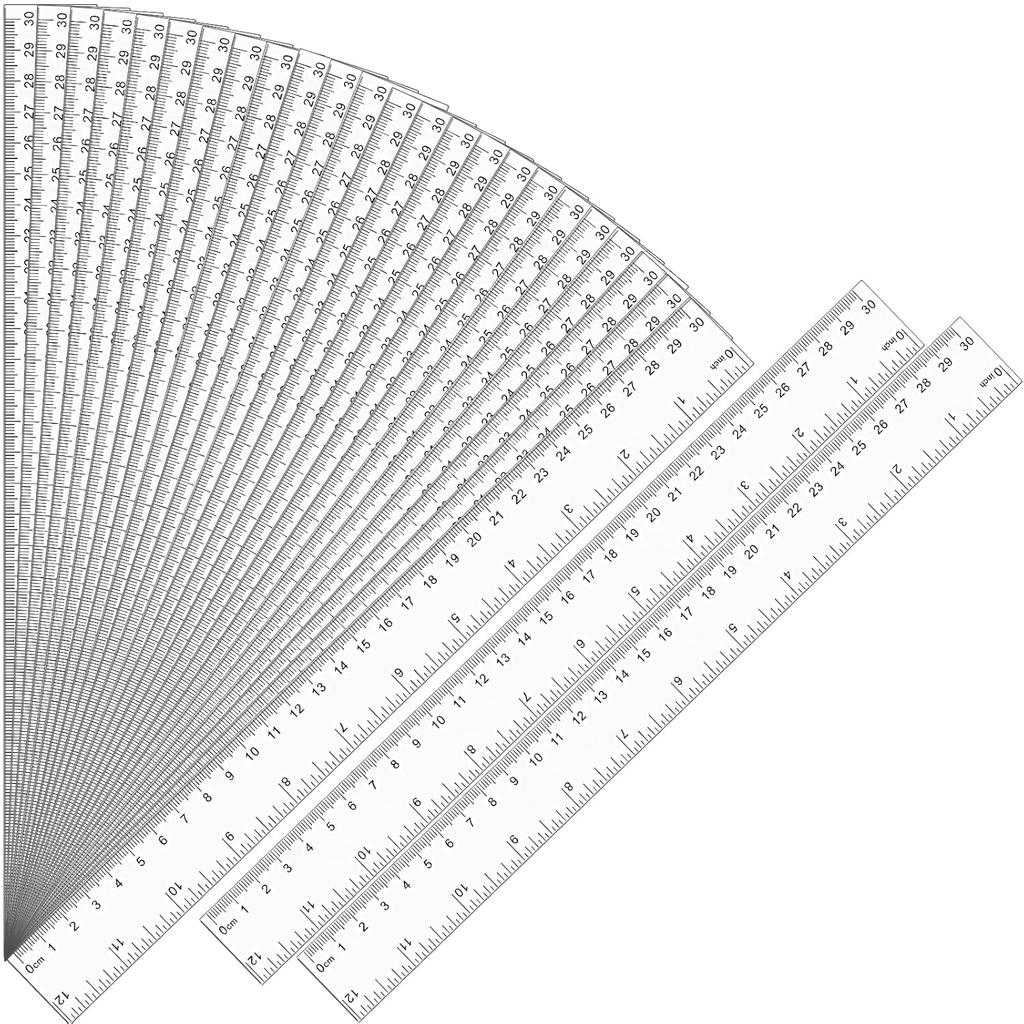 32 Pack Clear Ruler 12 Inch Bulk with Centimeters and Millimeters, Metric Rulers Measuring Drawing Tool for Kids, Ideal Back to School Office Home