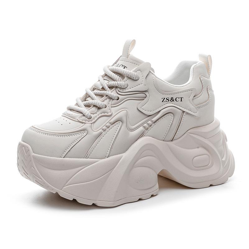 Leather High-top Shoes New Versatile Spring and Autumn Platform Sports Casual Black Retro Shoes