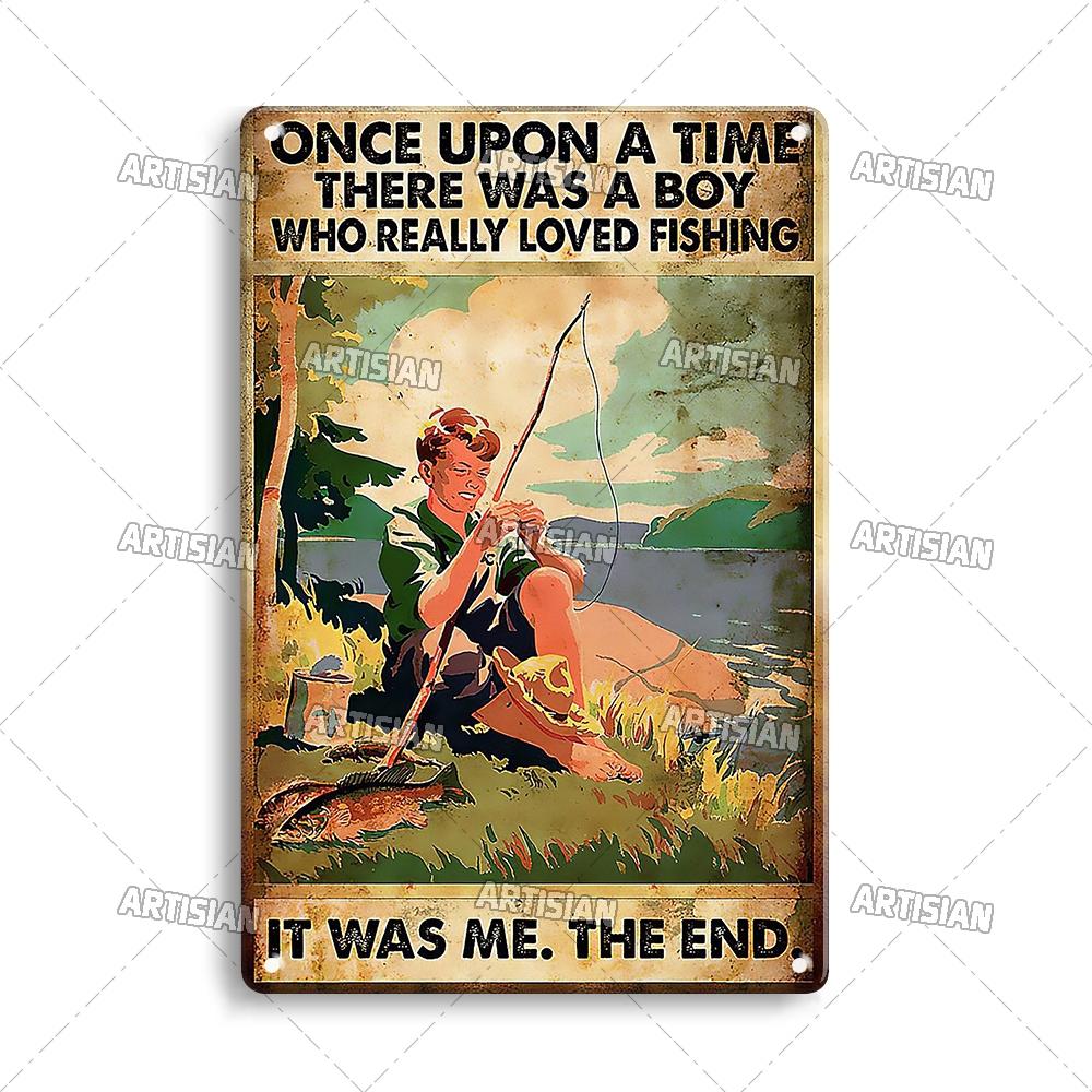 Artisian Fishing Metal Sign Sport Tin Plaque Lure Bait Decorative Poster Wall Decor Garage Bar Pub Club Hotel Cafe Kitchen Home