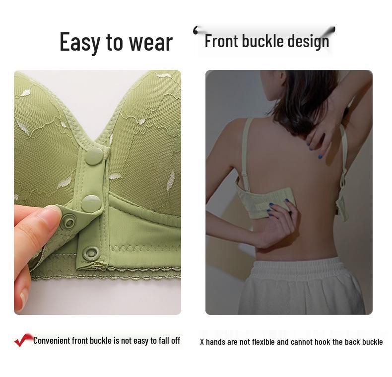 Front-Opening Breathable Push-Up Bra for Middle-Aged and Elderly Women - Wire-Free, Thick Cup, Anti-Sagging, Shaping Design