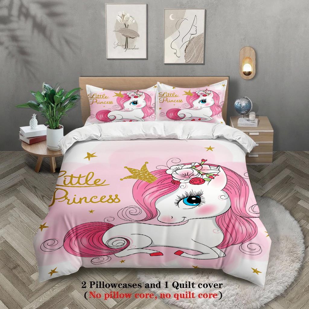 Pink Unicorn Princess Duvet Cover Set Little Princess Unicorn Bedding For Girls Bedroom Twin Queen King Size With 2 Pillowcases