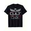 Pánské tričko The Cult Love s grafikou - Retro design inspirovaný vintage kapelou s výrazným bílým a červeným potiskem, Oversized ležérní střih, Krátký rukáv, Kulatý výstřih