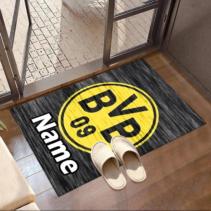 Custom Name Personalized Borussia Dortmund Print Carpet, Versatile Home Decor Rug, for Playroom, Apartment, Balcony, Entryway, Hallway Gift