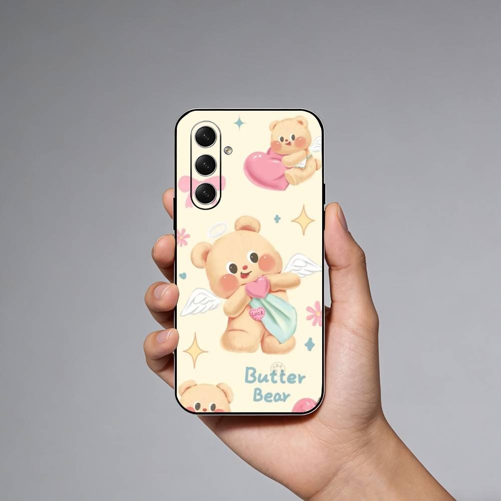 Luxury Butter Bread Bear Phone Case For Samsung Galaxy A73,21,22,32,71,53,52,51,80,5G Soft Black Cover