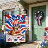 IVN 4th of July Bulldog Welcome Uncle Sam Hat Patriotic Stars Garden Flag 12x18 Vertical Double Sided Memorial Day Independe