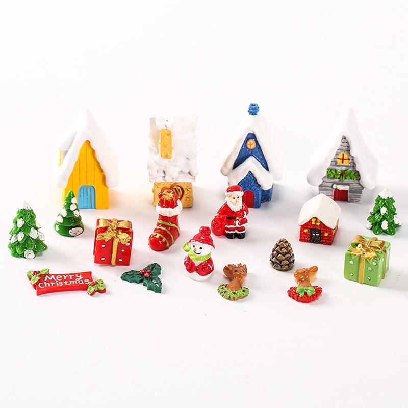 Creative Christmas Ornament Set: Pine Cone Snowman & Mini Christmas House Decorations