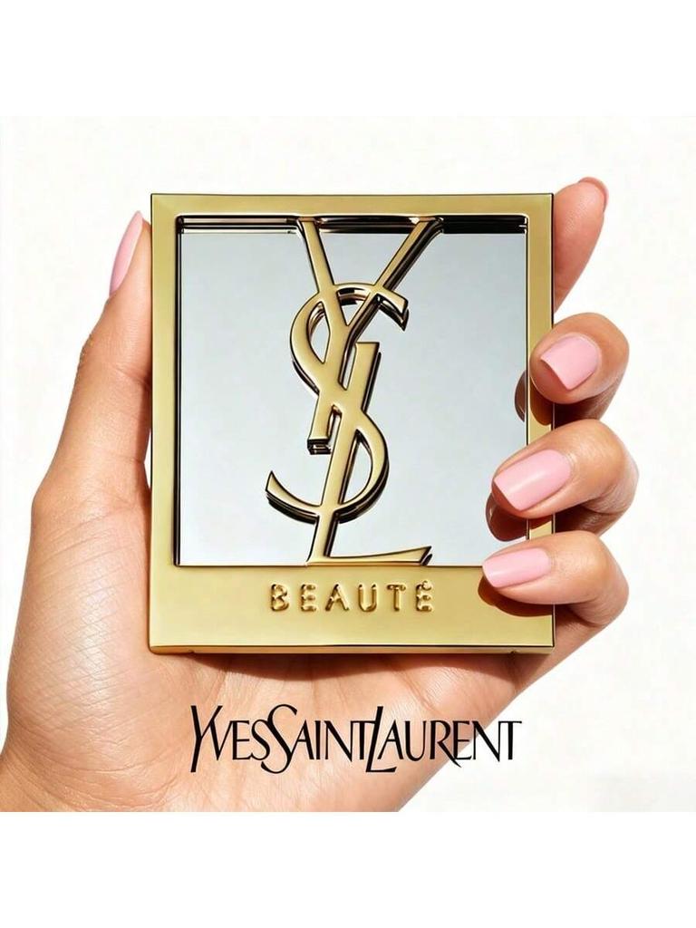 YSL auksinis kvadratinis veidrodėlis, aukštos kokybės, didelis logotipas, patogus nešiotis, puikiai tinka pasitaisyti makiažą ir kasdieniam naudojimui.