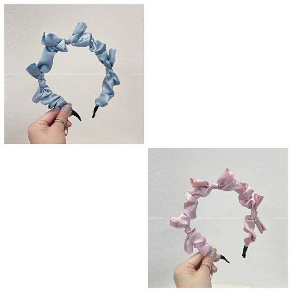 Korean version ins summer bow headband solid color sweet fabric headband wearing versatile hair accessories for women
