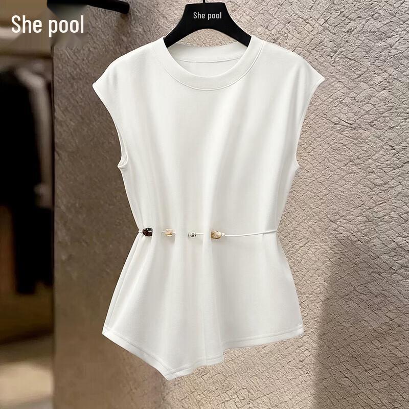 Women s Elegant Sleeveless Knitted Drawstring Top M