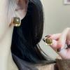 Gold & Coffee Geometric Stud Earrings – Fashionable Square Luxury In Niche Hong Kong Style