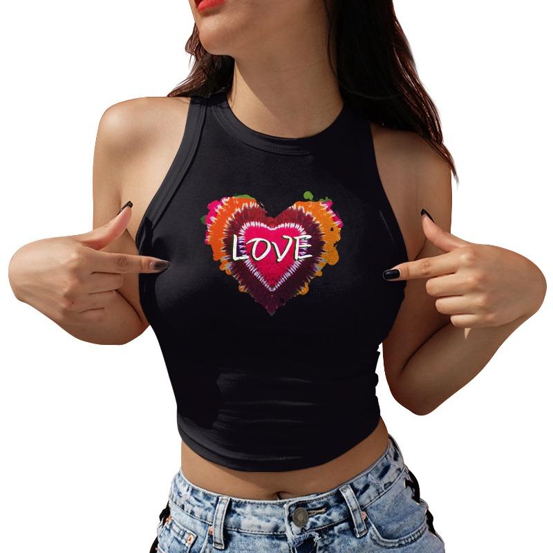 

Summer new fashion women s vest heat transfer personalized letter printing sexy small vest slim top women S