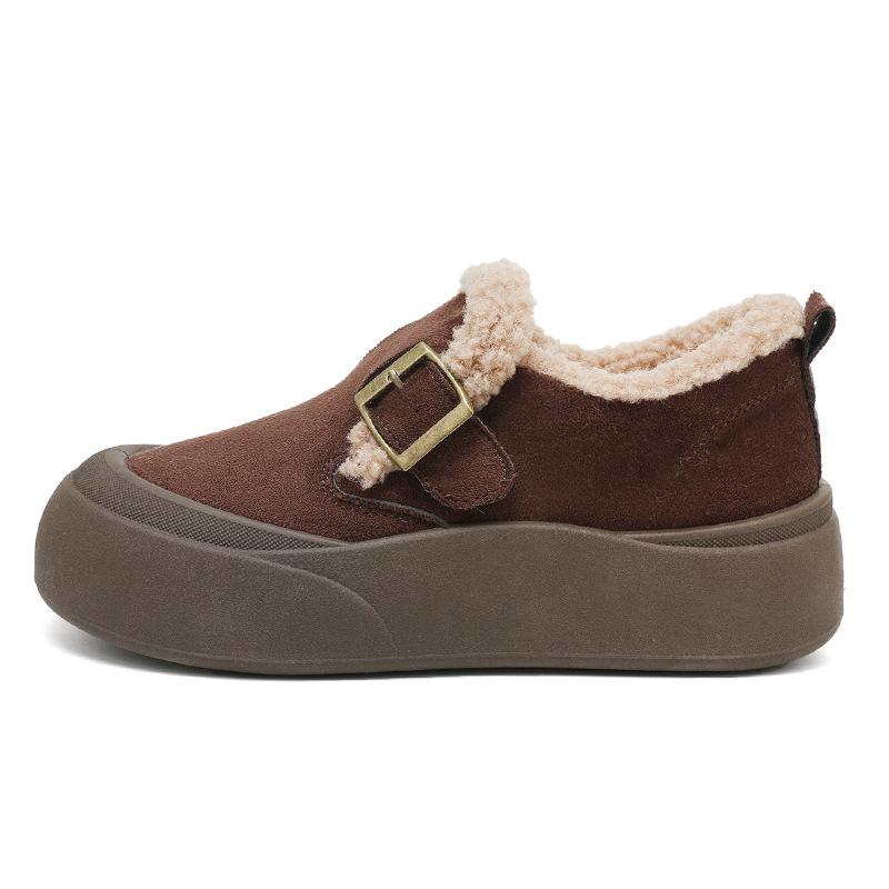 Lambfleece Women's Shoes New Winter Warm Boots Thick-soled Casual Large Cotton Shoes