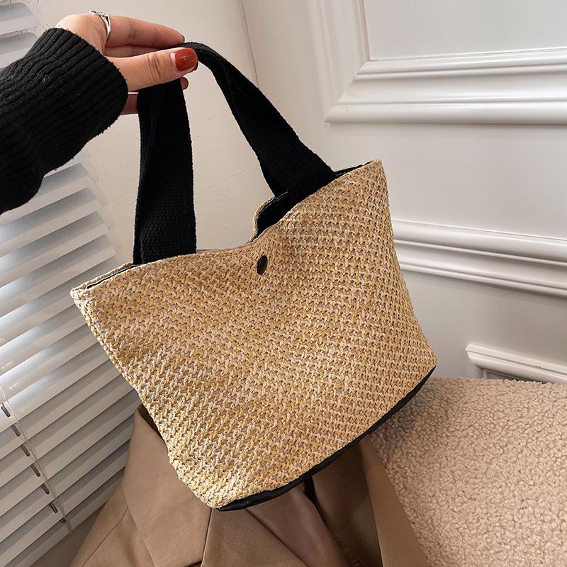 Модная корейская плетеная соломенная сумка-ведро для женщин 2025 года