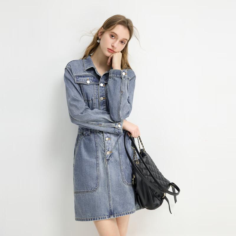 Qiushui Yiren 2025 Spring Simple Collared H-Line Dress