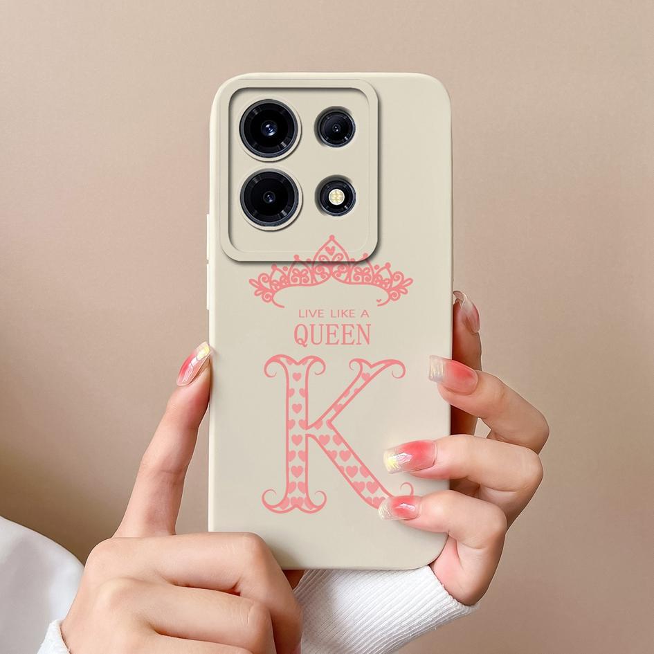 Case For Itel A05s A04 Infinix Note 30 VIP Hot 30 Play Zero Ultra Phone Cover Crown Letters Screen Protector Matte Soft Silicone Shockproof Bumper