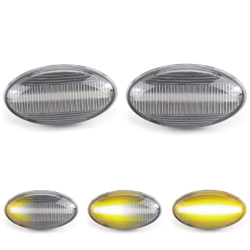 For Mini Cooper R50 R52 R53 Clear & Smoked Lens LED Side Marker Lamp Fender Turn Signal Dynamic Amber Lights