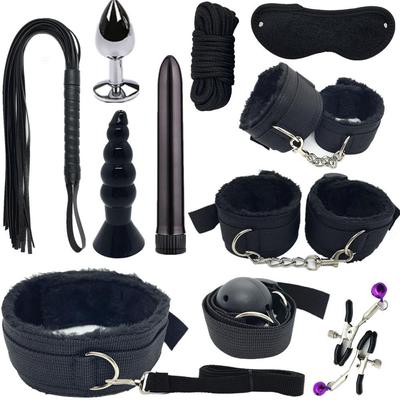 Sexy Nylon BDSM sada Plyšový Sex Bondage Set Pouta Sex Hra Whip Gag Spona na bradavky Sexuální hračka