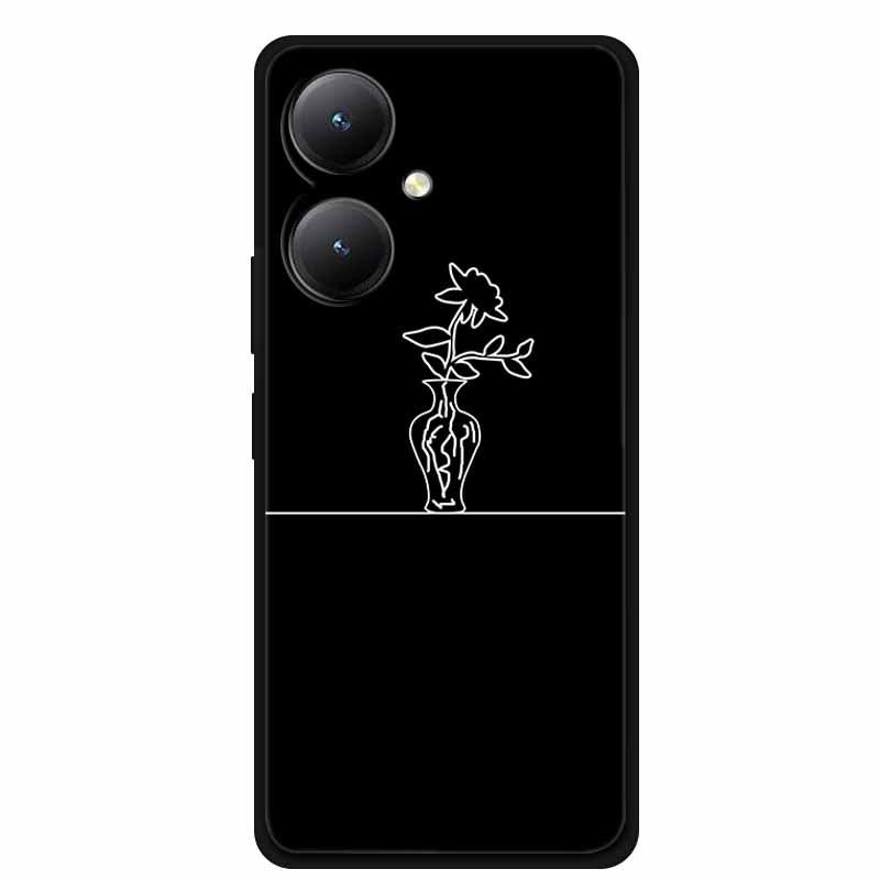 Black TPU Soft Case for Y27 4G, Y35, Y35m+, Y55T 5G Phones - Cross-Line Design