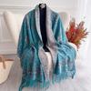 Luxury Cashmere Winter Scarves Embroidery Elegant Poncho Pareo Cape Warm Pashmina Shawl Chunky Headscarf Wrap Lady Turban