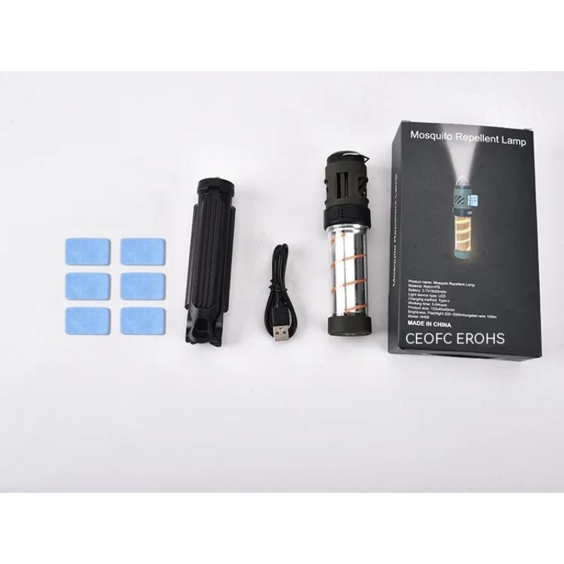 Multi-function Camping Mosquito Lamp Rechargeable Portable LED Flashlight Outdoor Lighting Mosquito Repellent Light with Tripod