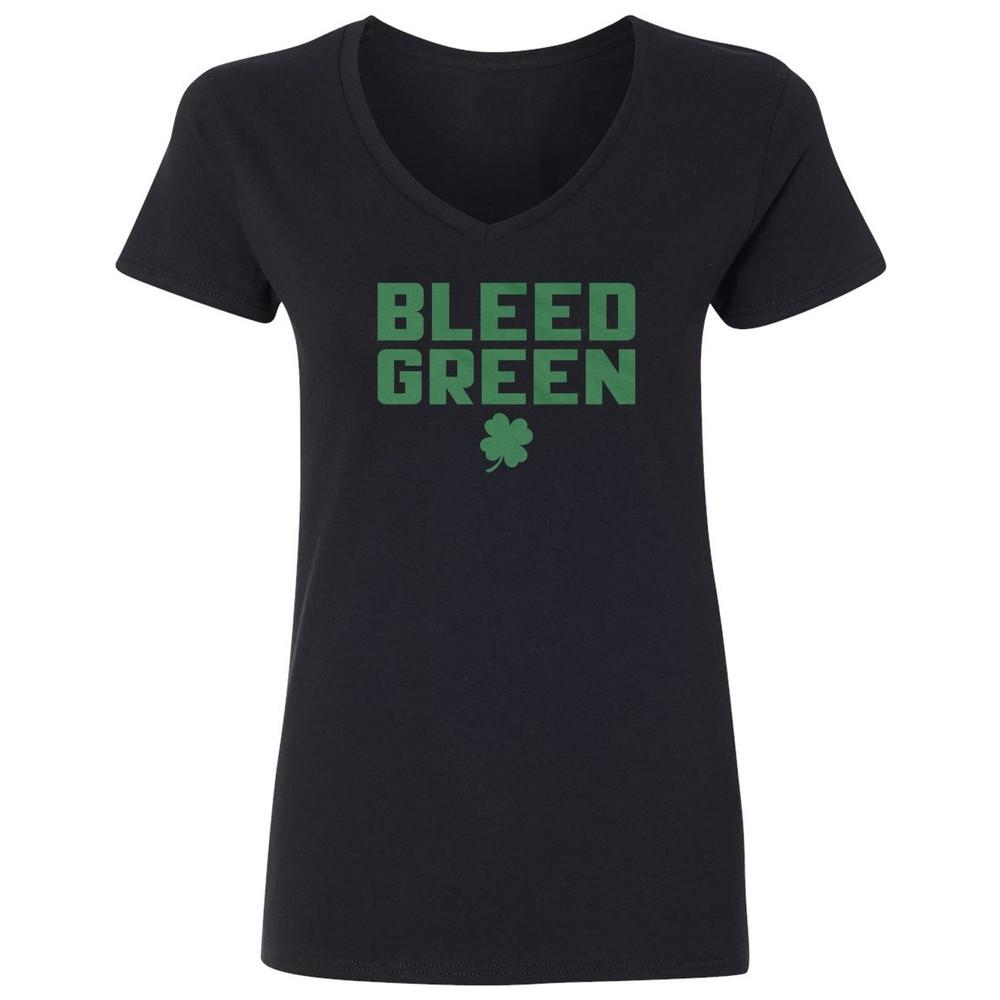 Shamrock Bleed Green Boston Inspired Tee - Basketball Ladies  V-Neck Tshirt Unisex T-Shirt S