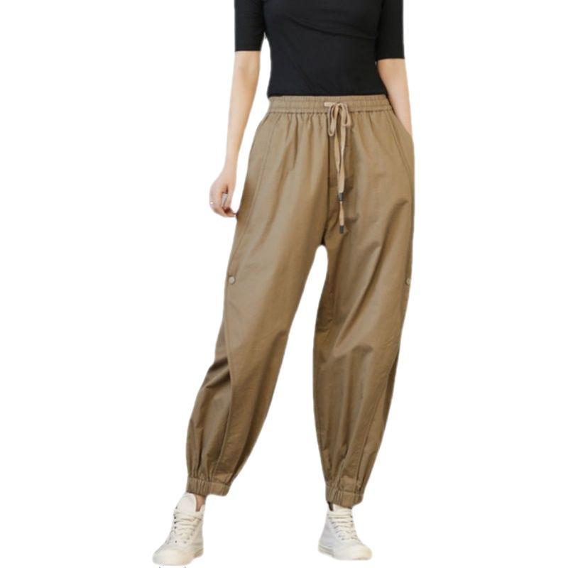 Summer New Loose Korean Version of Harlan Casual Pants Drawstring Elastic Waist Drawstring Bloomers Pants