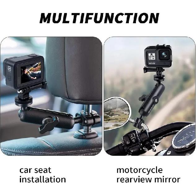 9-35mm Motorcycle Holder Handlebar Mirror Stand Car Seat Mount Bracket for GoPro Hero 12 11 9 10 Phone Action Camera Accessories