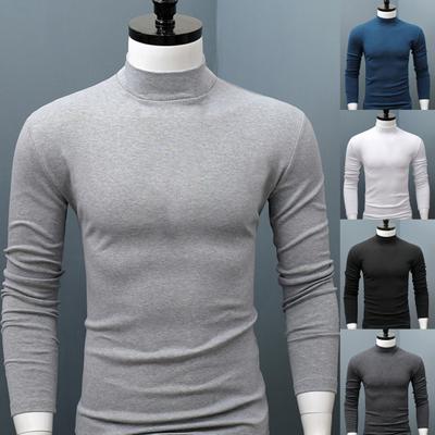 Camicia da uomo tinta unita, colletto mezzo alto, casual, slim, manica lunga, aderente, aderente, per intimo