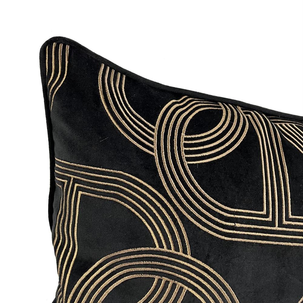 Deluxe Embroidery Black Chain Velvet Designer Pillow Cover Sofa Cushion Home Bed Decorative Case 45 x 45cm Sell by Piece