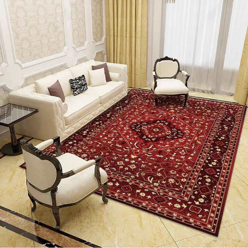 Home American Retro Large Area Living Room Decoration Carpet Thickened Soft Bedroom Carpets Washable Ethnic Wind Cloakroom Rug