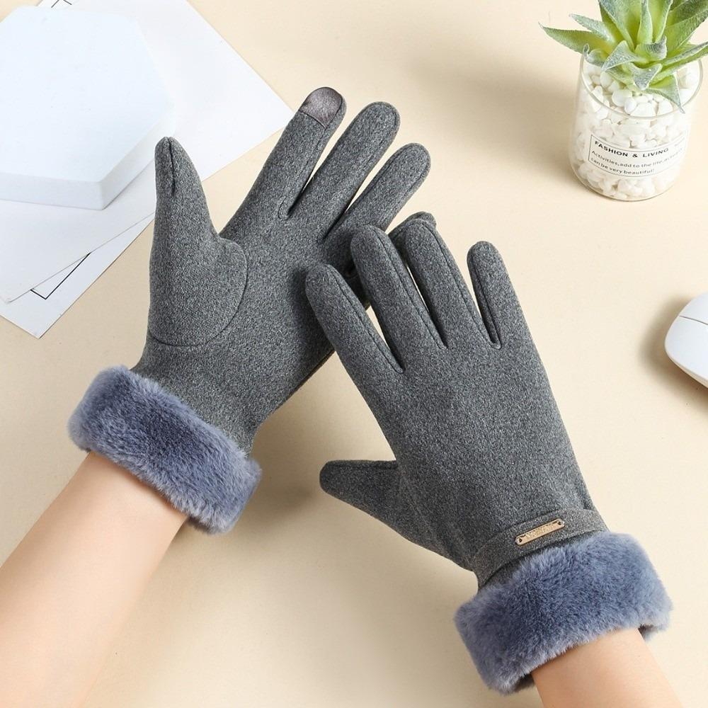

Gifts Touch Screen Winter Warm Gloves for Women Plus Velvet Anti-slip Outdoor Cycling Gloves Warm Tools Cold-proof Gloves серый