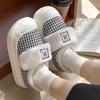 2025 New Cotton Slippers Warm In Autumn and Winter Retro Plaid Indoor Home Thick Sole Plush Outer Cotton Shoes