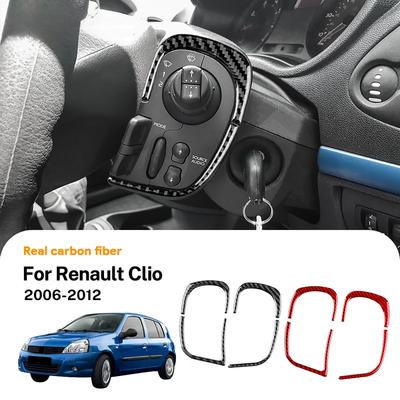 Real Soft Carbon Fiber Sticker For Renault Clio 3 2006 2007 2008 2009 2010 2011 2012 Interior Car Steering Wheel Button Frame.