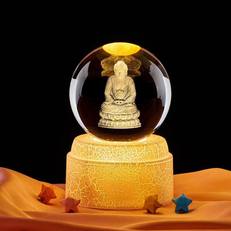 Seated Buddha Romantic Crystal Night Light Gift for Girlfriend
