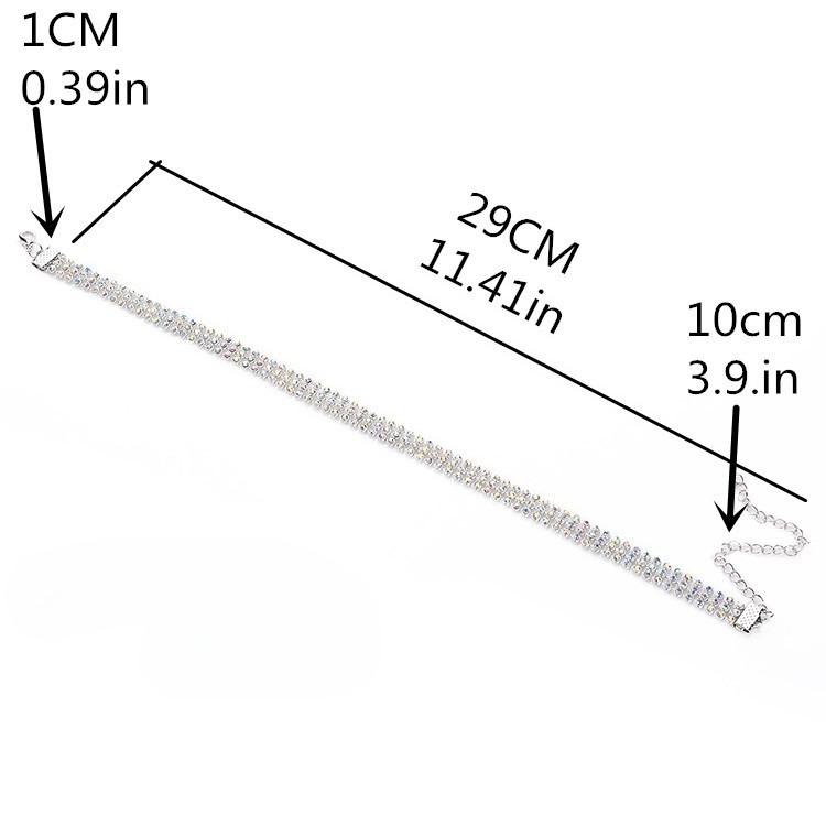 

Жіноча мода Повний діамант Кристал Rhinestone Кольє комір ланцюг намисто Розкішні весільні прикраси 1cm