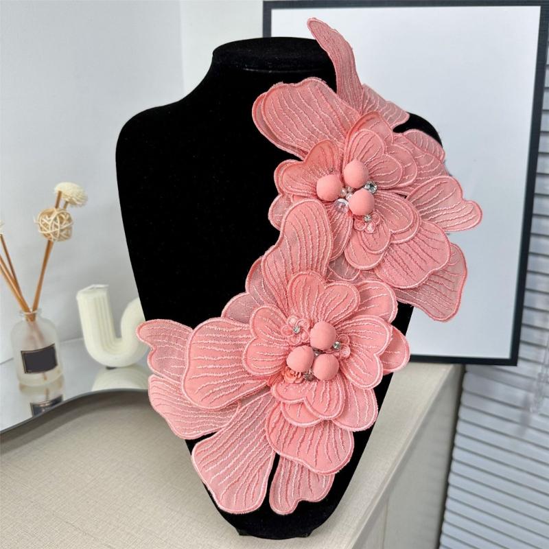 Polyester Flower Brooch Pin 3D Flower Pin Polyester Brooch Elegant Lapel Pin Wedding Dress Corsage for Daily Party Wear