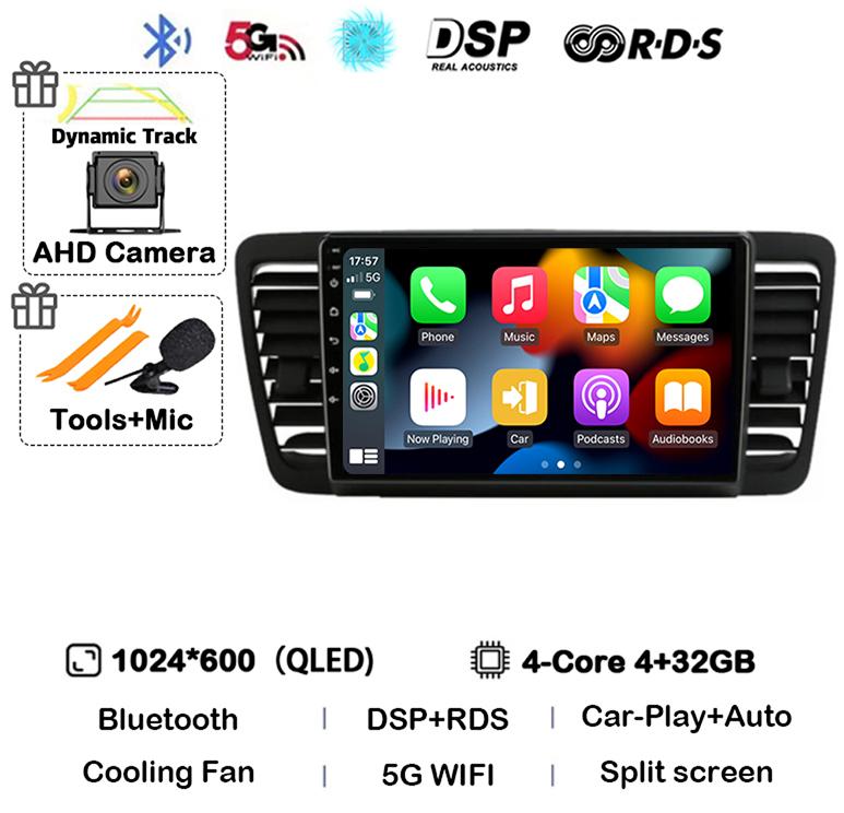 Android 14 Auto Carplay 4G+WiFi For Subaru Outback 3 Legacy 4 2003-2009 Car Radio Multimedia Video Player GPS 2din DVD Head Unit