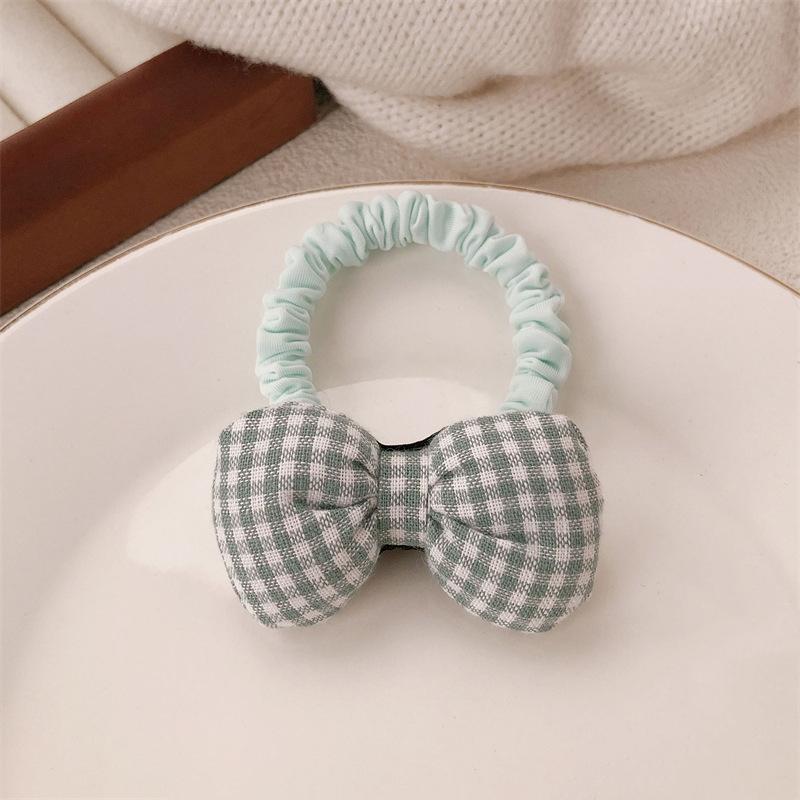 Fabric Plaid Bow Children Hair Scrunchies Sponge Cloth Sweet Bownot Hairbands Korean Princess Girls Kids Elastic Rubber Bands